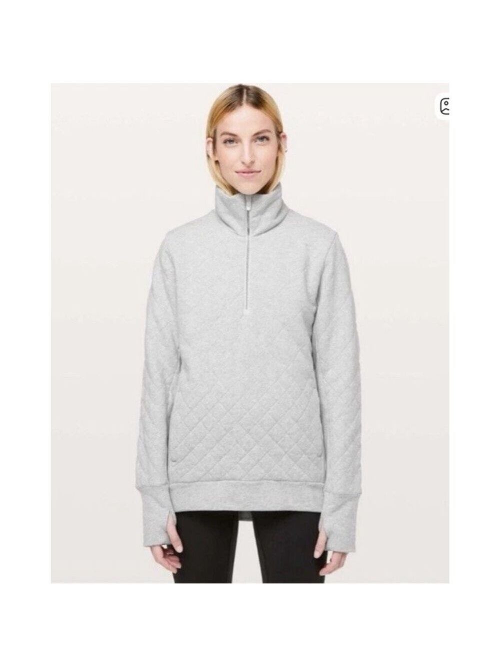 Lululemon Forever Warm Sweatshirt Women's Sz 4 Quilted Pullover Gray Athleisure